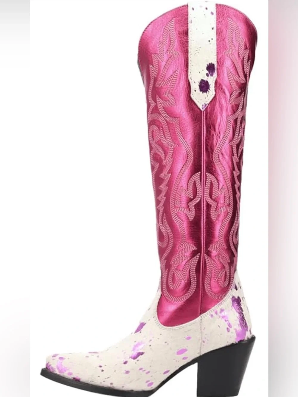 Dingo Metallic Hot Pink Snip Toe Cowboy Boots - Leather & Harion 7.5 WITH BOX